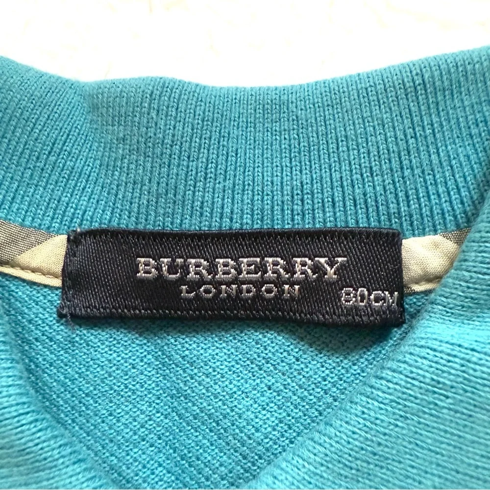 Burberry baby boy polo shirt short sleeve 12-18m blue nova check tops horse